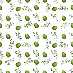 Green Easter Egg with Brunch Small Seamless Pattern