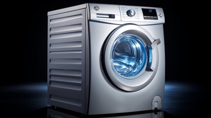 Contemporary washing machine showcased on a white background in a studio setting