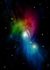 Stars, dust and gas nebula in a far galaxy