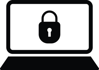 Locked laptop icon isolated on white background . Laptop with padlock icon . Vector illustration