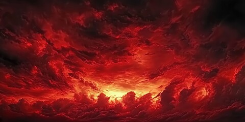 Fototapeta premium dark red clouds sky background. Dramatic red sky. Red sunset with clouds. 