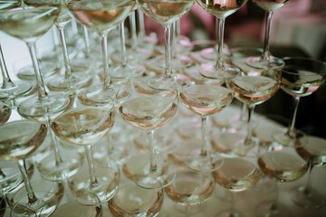 Champagne Glass Pyramid for Festive Celebration Display