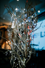 Illuminated Twinkling Branches in a Festive Indoor Display