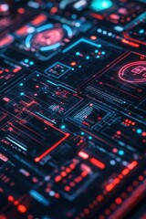 Obraz premium Cutting-Edge Digital Interface Highlighting Internet Privacy Settings and Intricate Technology Design