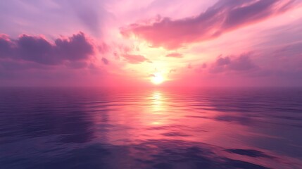 Fototapeta premium A serene sunset over calm waters, creating a tranquil and picturesque atmosphere.