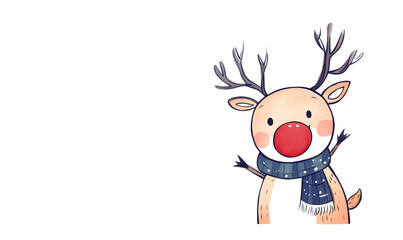 Fototapeta premium The joy of the holiday season with adorable characters. Festive decoration and cozy winter elements on a crisp white background.