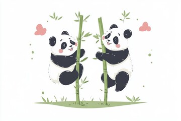Naklejka premium panda butterfly and flower on white