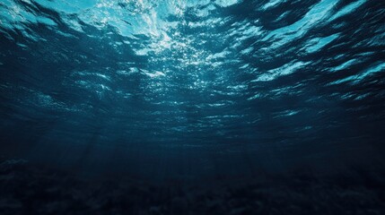 Obraz premium A serene underwater scene showcasing a vibrant blue ocean, capturing the tranquility and depth of marine life.