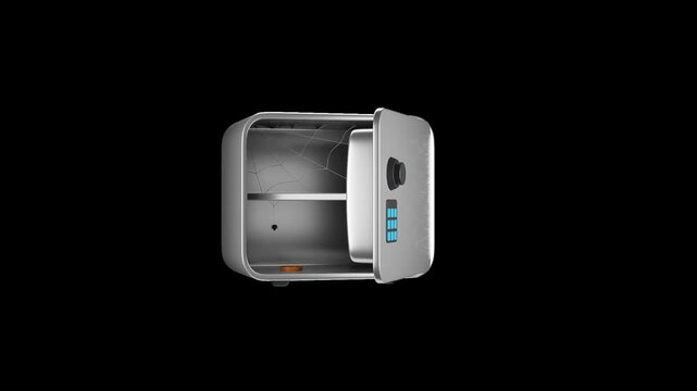 3D Animation Icon of Empty Safe | Alpha Channel