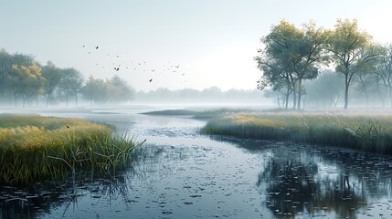 Wetlands with a variety of birdlife