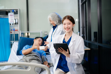 Doctors collaborating to provide patient care in a hospital, highlighting compassion, professionalism, and teamwork