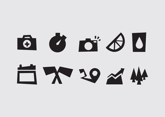 Trail running organisation icons set