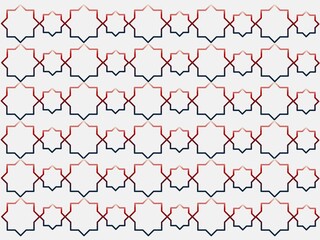 Abstract geometric Islamic pattern with multiple color lines and repeating rhombus shape. 