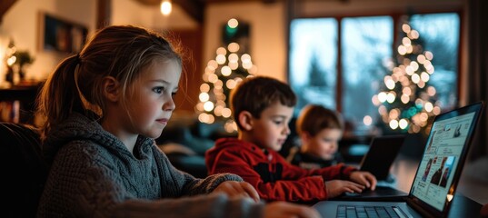 Obraz premium Interactive Family Winter Emergency Preparedness Drill Using Online Resources