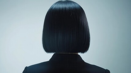 Fototapeta premium Beautiful model girl with Black hair strand,silky healthy Long ponytail hair strand,Brunette Girl Long Hair with smooth,Keratin straightening,Treatment,straight long hair,procedures,Smooth hairstyle.
