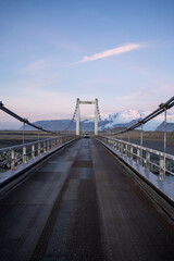 Naklejka premium Puente en islandia con montaña de fondo