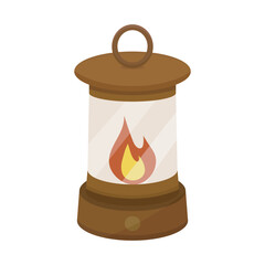 Camping lantern vector illustration on white background. Camping kerosene lamp. Portable outdoor lights.