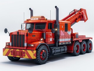 Fototapeta premium Red tow truck isolated on white background