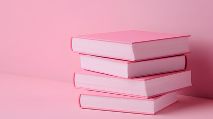 Fototapeta premium Three pink books stacked on top of each other 