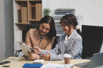 Workers discuss them at the company conference