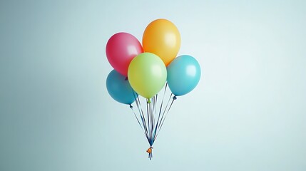 Obraz premium A cluster of colorful balloons floating against a light background.
