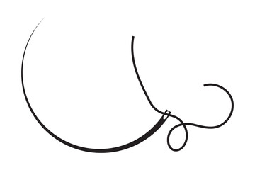 Surgical Suture Needle and thread silhouette Icon vector. vector illustration.