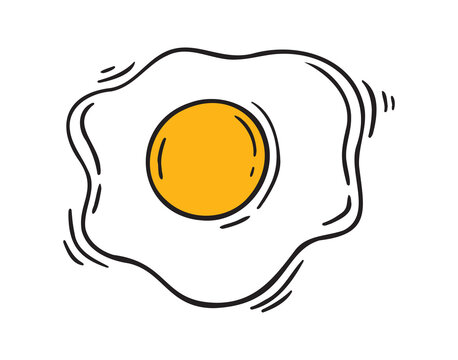 recommend clip art: frying egg doodle line illustration. frying egg hand drawn icon. breakfast drawing egg