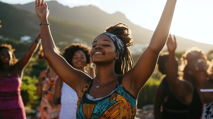 Fototapeta premium Youth empowerment offline retreat in Cape Town, South Africa, inspiring resilience and creativity