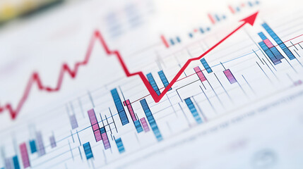 A detailed graph showing rising interest rates with a red arrow pointing upward.