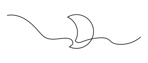 one line art hand drawn moon icon.