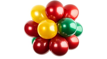 Obraz premium A cluster of colorful balloons in red, yellow, and green, ideal for celebrations.