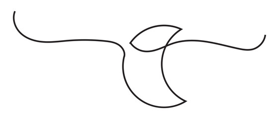 one line art hand drawn moon icon.