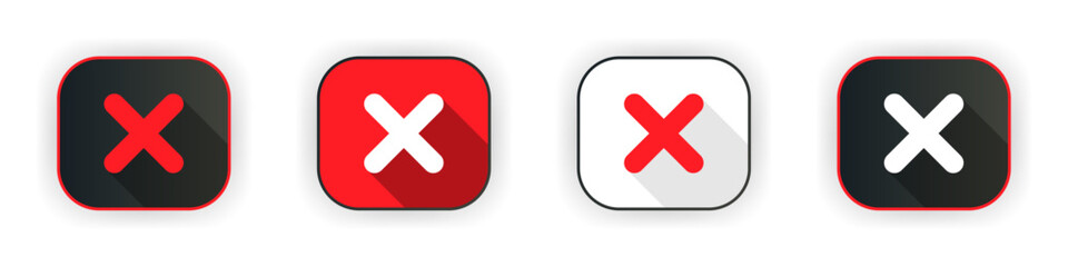 Obraz premium Prohibited icon set. Design for app icons. Red button. Button template. Vector illustration.