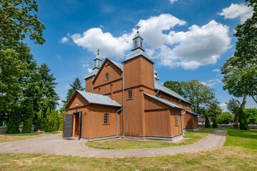 Obraz premium Wooden Church of St. Stanislaus in Lekowo, Masovian Voivodeship, Poland