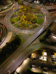 Illuminated Downtown Buildings at Central Birmingham City Centre During Night at Midlands, England, United Kingdom.