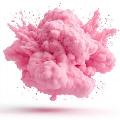 Macro Shot of a Pink Explosive Splash on White Background