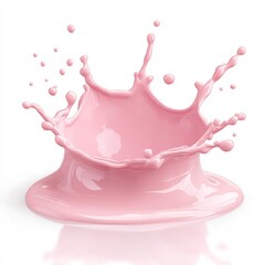 Macro Shot of a Vibrant Pink Liquid Splash Isolated on a White Background