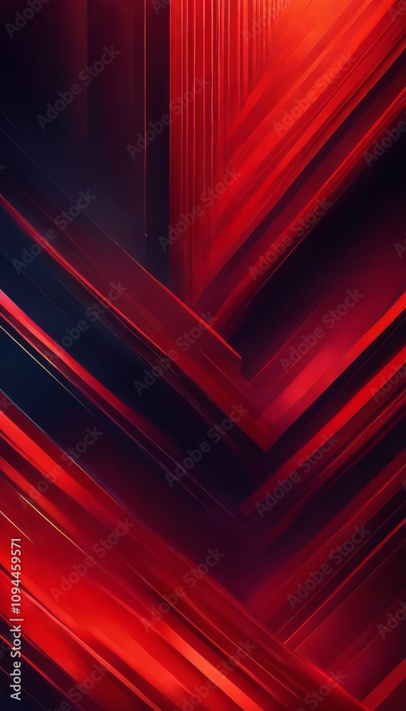 Poster Abstract red geometric pattern with dynamic lines and depth