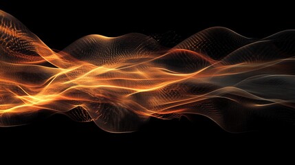 Obraz premium Abstract fiery wave pattern on black background.