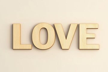 The word LOVE is written in wooden letters on a white background