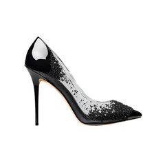 Obraz premium A glamorous black stiletto heel with a sleek design and sparkling embellishments, perfect for evening events, parties, or special occasions. A stylish statement for any wardrobe.
