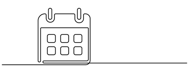 Table  calendar  single line art, continuous one line drawing of  Isolated outline vector art. Calendar icon line continuous drawing vector. One line Calendar icon vector background. A calendar 

