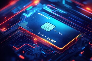 Futuristic Digital Lock and Credit Card Design for Secure Online Transactions