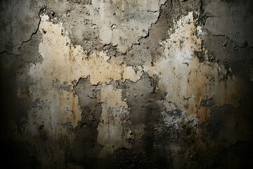 Fototapeta premium A textured wall with cracks and peeling paint, showcasing age and wear.