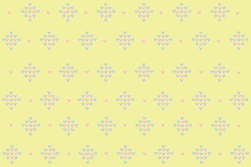 Abstract heart pattern, cute yellow background.