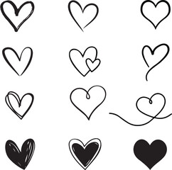 Set of Hand drawn hearts vector, Heart illustration bundle, Valentine's Day Heart Cricut Silhouette