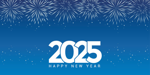 2025 happy new year fireworks celebration background vector illustration