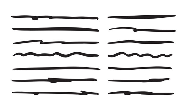 Doodle highlighting elements. Hand drawn lines, drawing line sketch style