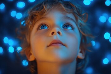 A Child's Wonder Inspired by Futuristic Dreams and Magical Possibilities A Portrait of Childhood Imagination, Exploring the boundless potential and innovative spirit of a young child captivated by