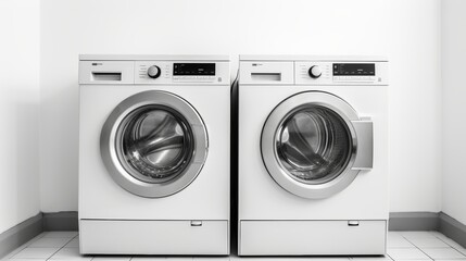 Contemporary washing machine isolated on white background in studio photography setting